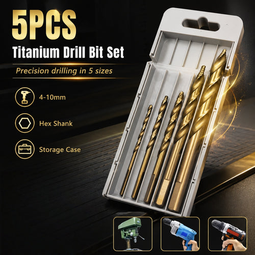 4/5/6/8/10mm 5PCS M35 HSS-E Cobalt Drill Bits Heavy Duty Step Twist Drill Kit for Hardened Steel & Iron Hole Drilling