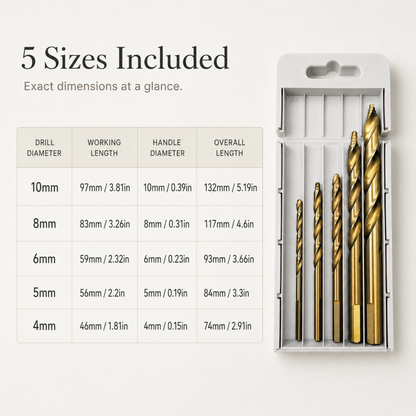 4/5/6/8/10mm 5PCS M35 HSS-E Cobalt Drill Bits Heavy Duty Step Twist Drill Kit for Hardened Steel & Iron Hole Drilling