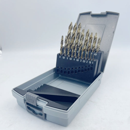 19-piece high-speed steel drill bit set, 1-10mm, high-speed steel advanced stepped drill and storage box, suitable for family, industrial maintenance, wood, metal and plastic processing multi-functional drilling tools