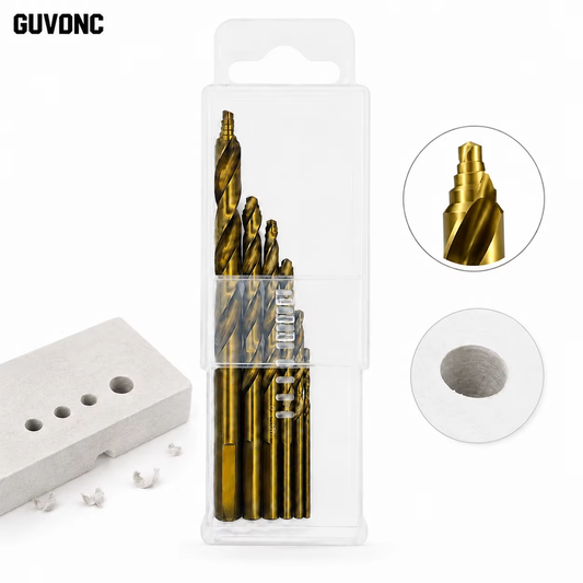 GUVONC 6Pcs Step Tip Twist Drill Bit Set Titanium Coated HSS 2-8mm Flat Shank Anti Breakage Drill Bits For Metal Wood Plastic DIY Power Drilling Tools