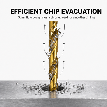 19-Piece (1mm-10mm) Coated Gold-Toned Step Drill Bit Set - Carbide High-Speed Steel Grooved Hole-Drilling Bits with Aluminum Alloy Straight Shank Twist Drills, Suitable for Hardened Steel, Metal, Cast Iron, Wood & Plastic