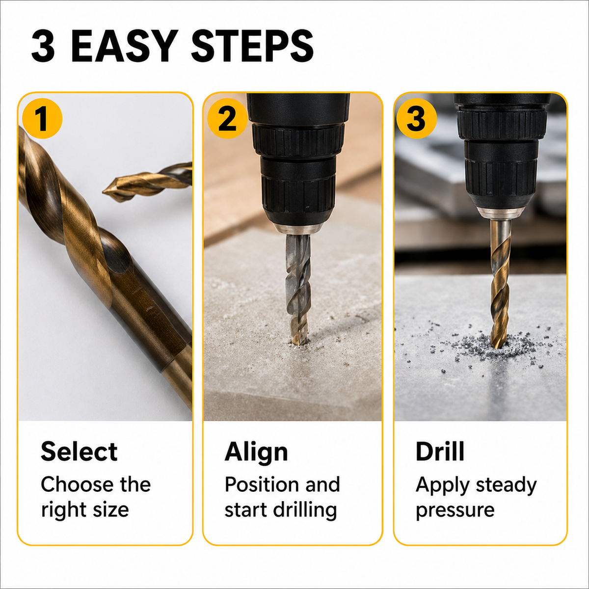 4/5/6/8/10mm 5PCS M35 HSS-E Cobalt Drill Bits Heavy Duty Step Twist Drill Kit for Hardened Steel & Iron Hole Drilling