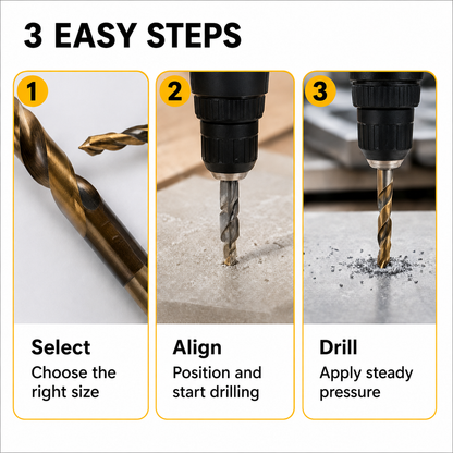 4/5/6/8/10mm 5PCS M35 HSS-E Cobalt Drill Bits Heavy Duty Step Twist Drill Kit for Hardened Steel & Iron Hole Drilling